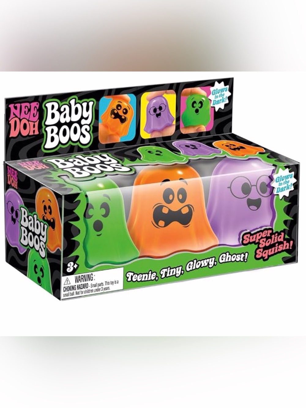 NeeDoh Baby Boos Glow Ghosts - Green, Orange, Purple
